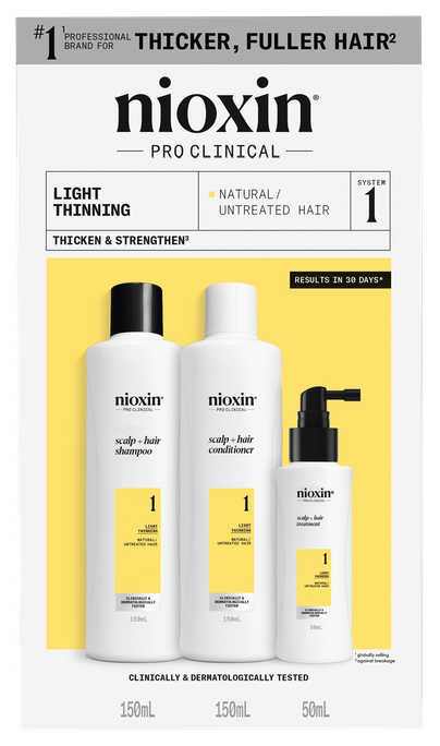 NIOXIN Sistēma Nr. 1 - Komplekts dabiskiem matiem ar vieglu plānējuma tendenci