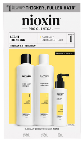 NIOXIN Sistēma Nr. 1 - Komplekts dabiskiem matiem ar vieglu plānējuma tendenci