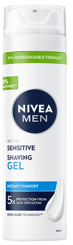 NIVEA Men Sensitive skūšanas želeja jutīgai ādai, 200 ml