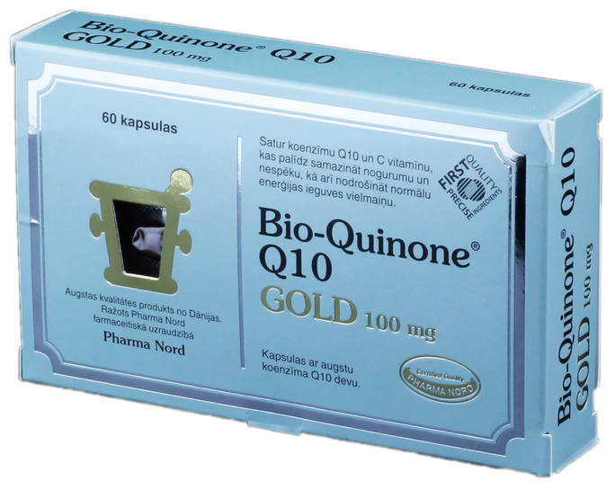 PHARMA NORD Bio-Quinone Active Gold 100 mg — 60 kapsulu iepakojums