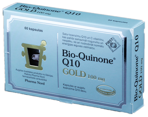 PHARMA NORD Bio-Quinone Active Gold 100 mg — 60 kapsulu iepakojums