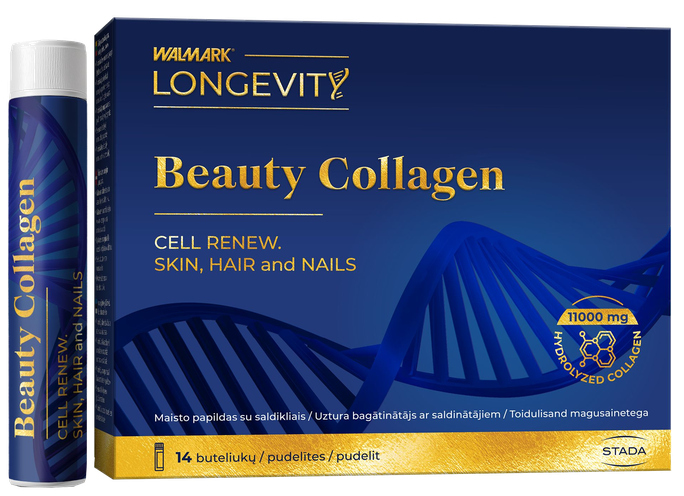 WALMARK Longevity Beauty Collagen Shots — 14 pudelītes šūnu atjaunošanai