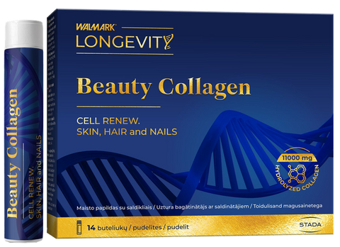 WALMARK Longevity Beauty Collagen Shots — 14 pudelītes šūnu atjaunošanai