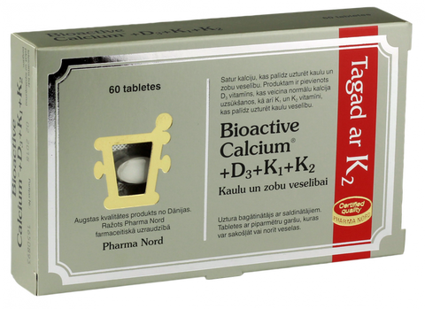PHARMA NORD tabletes BIOACTIVE CALCIUM D3 K1 K2, 60 gab.