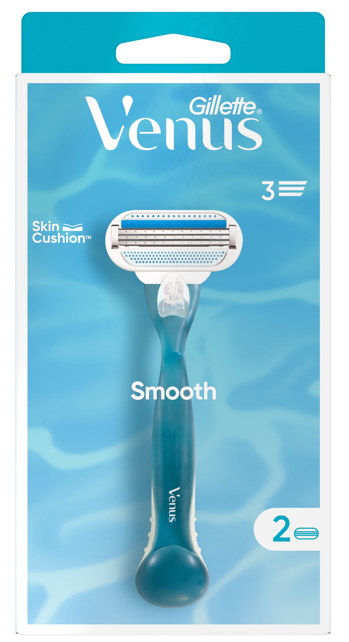 GILLETTE Venus Smooth 2 - skuveklis un divas maiņas kasetnes komplektā (1 gab.)