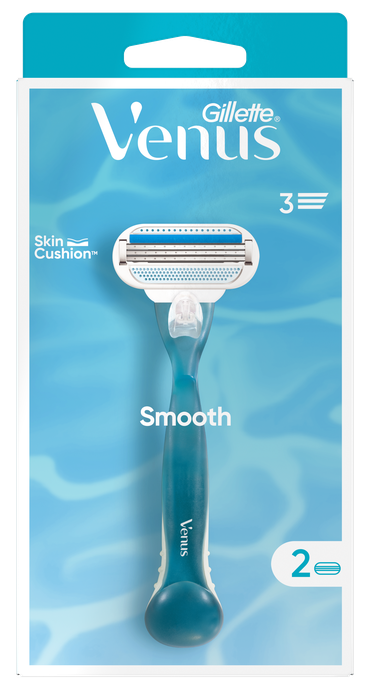 GILLETTE Venus Smooth 2 - skuveklis un divas maiņas kasetnes komplektā (1 gab.)