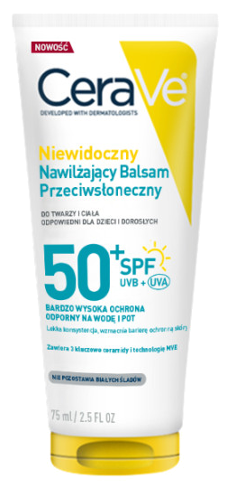 CERAVE SPF 50+ nepamanāms mitrinošs saules aizsargkrēms, 75 ml