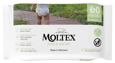 Moltex Eco Pure & Nature bērnu mitrās salvetes — 60 gabali