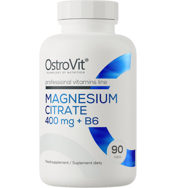OstroVit Magnija Citrāts 400 mg ar B6 — 90 tabletes enerģijai un izturībai