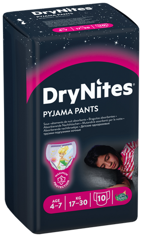 HUGGIES DryNites Autiņbiksītes Meitenēm 4-7 gadu vecumam, 10 gab.