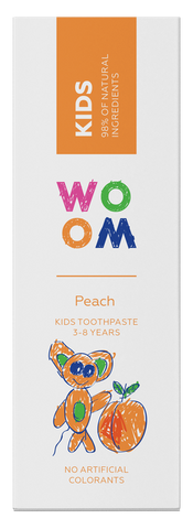 Bērnu zobu pasta WOOM Kids Peach, 3-8 gadi, 50 ml