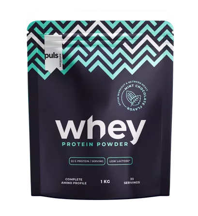 PULS NUTRITION Whey Protein ar Mintu un Šokolādi, 1000 g pulveris