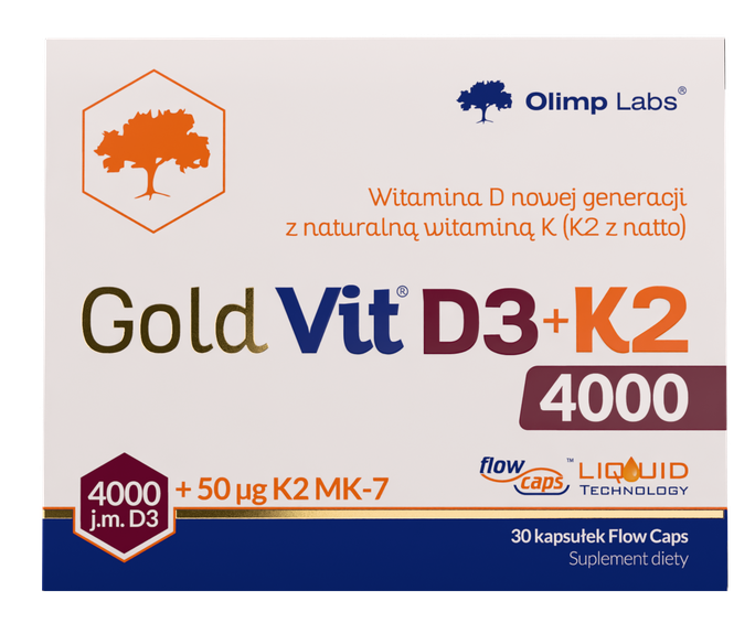 Gold Vit D3 + K2 4000SV + 50 mcg OLIMP LABS kapsulas, 30 gab.