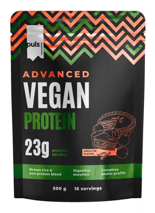 PULS NUTRITION Augānumu Vegan Proteīns Ābolu Pīrāga Garšas Pulveris 500 g