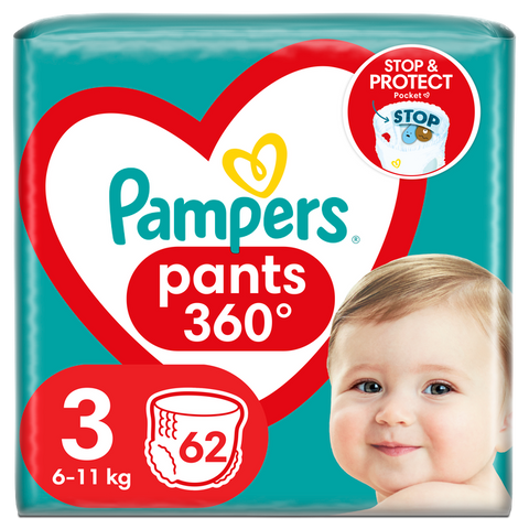 PAMPERS Pants 3 autiņbiksītes 6-11 kg svaram, iepakojums 62 gab.