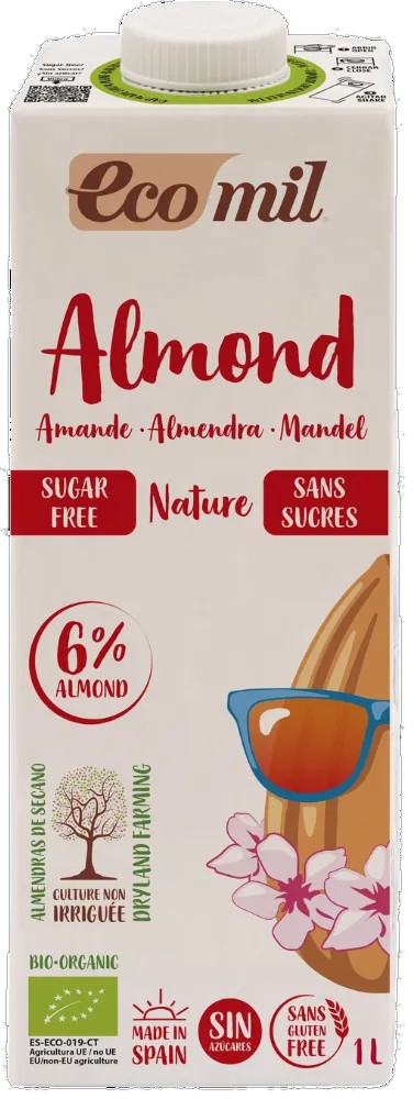 ECOMIL Almond Nature bez cukura - augu izcelsmes dzēriens, 1000 ml