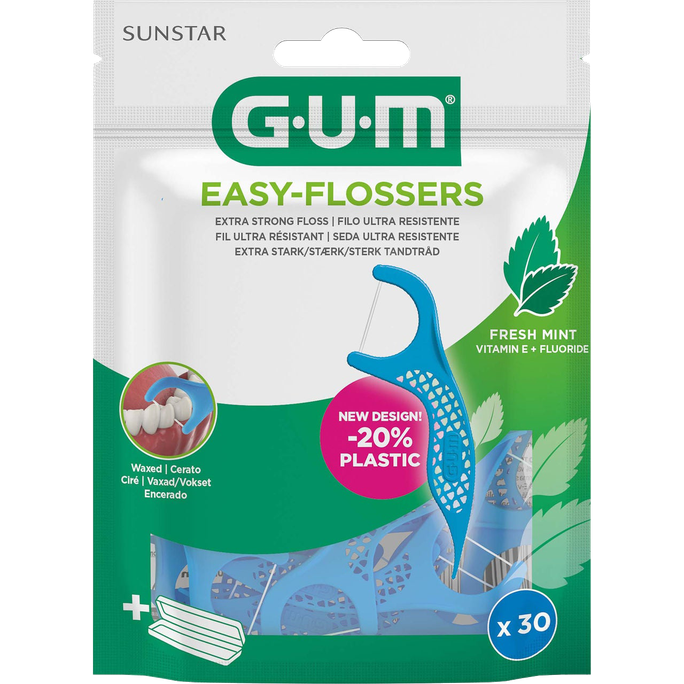 GUM Cool Mint Easy-Flossers - 30 gab. zobu starpu tīrītājs