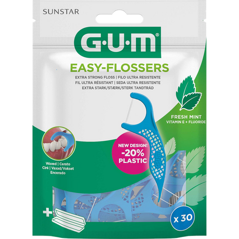 GUM Cool Mint Easy-Flossers - 30 gab. zobu starpu tīrītājs
