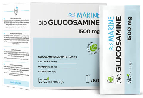 BIOFARMACIJA Marine Glucosamine 1500 mg - Pulveris, 60 paciņas