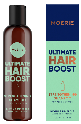 MOERIE Ultimate Hair Boost Stiprinošs šampūns plāniem matiem, 250 ml