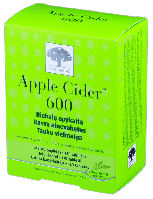 NEW NORDIC Ābolu sidra etiķis 600 mg, 120 tabletes