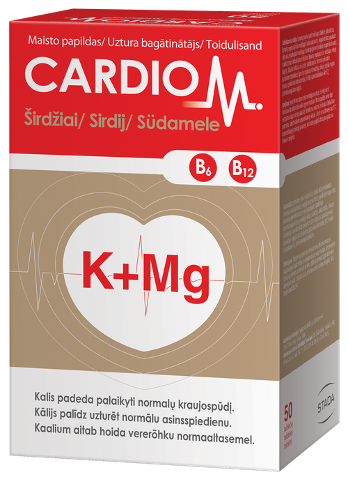 CARDIOM K+Mg 50 tablešu iepakojums sirds veselībai