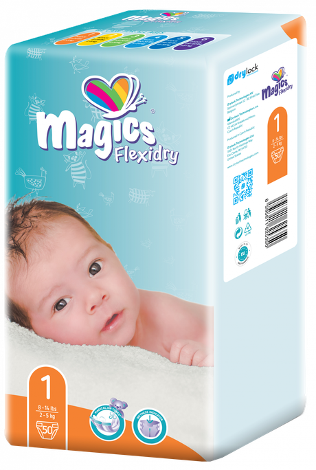 MAGICS Flexidry Newborn 1 (2-5 kg) – 50 gab. augstās kvalitātes autiņbiksītes