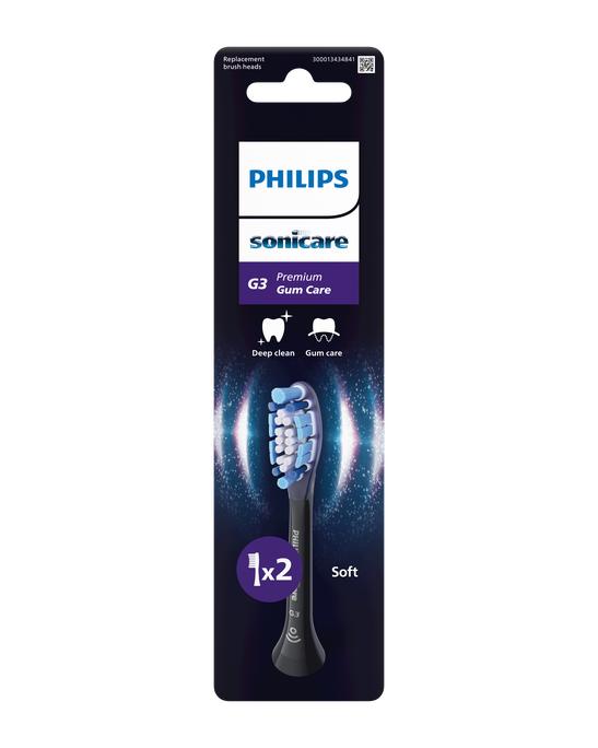 PHILIPS Sonicare Premium Gum Care (melni) uzgaļi elastīgai zobu sūkļu sērijai, 2 gab.