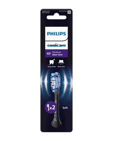 PHILIPS Sonicare Premium Gum Care (melni) uzgaļi elastīgai zobu sūkļu sērijai, 2 gab.