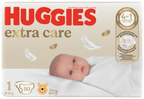 HUGGIES Extra Care 1 — autiņbiksītes jaundzimušiem (2-5 kg), 50 gab.