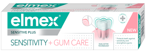 elmex Plus Jutīgiem zobiem + Smaganu aprūpe, 75 ml zobu pasta
