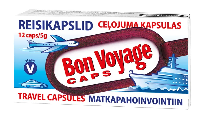 CEĻOJUMA kapsulas ar ingvera ekstraktu, 12 gab.