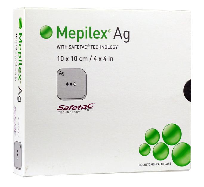 MEPILEX Ag 10x10 cm pārsējs brūču ārstēšanai, 5 gab.