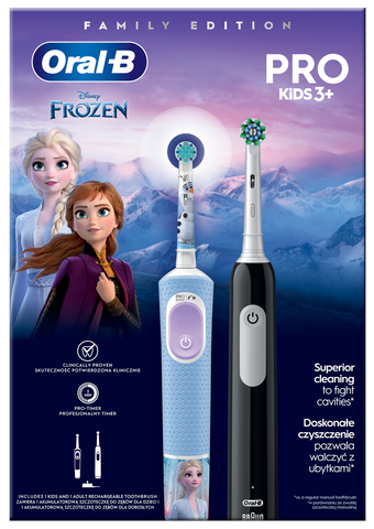 Oral-B Vitality PRO + Frozen Pro Kids 3+ bērnu elektriskā zobu birste, 2 gab.