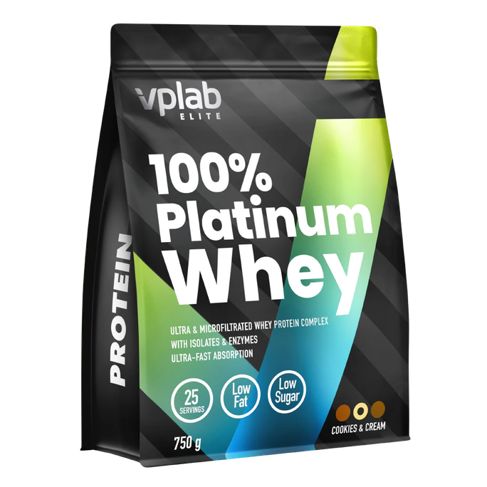 Vplab PLATINUM WHEY Cookies Cream 750 g proteīna pulveris