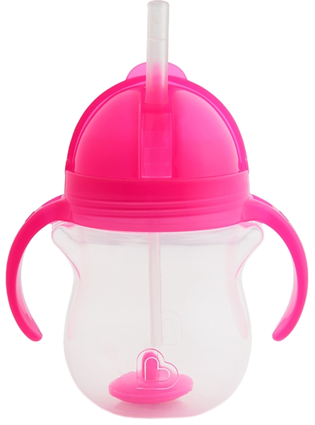 MUNCHKIN 6m+, rozā krūzīte ar salmiņu, 207 ml