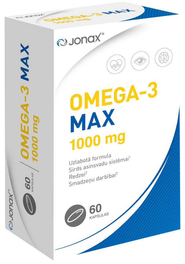 JONAX 1000 mg Omega-3 MAX mīkstas kapsulas – 60 gab.