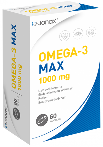 JONAX 1000 mg Omega-3 MAX mīkstas kapsulas – 60 gab.