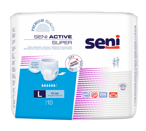 SENI Active Super L biksītes urīna nesaturēšanai, iepakojums 10 gab.