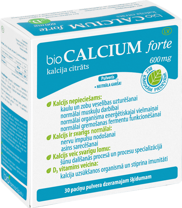 BIOFARMACIJA Biocalcium forte – 600 mg pulvera forma, 30 paciņas