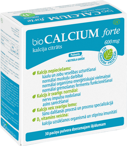BIOFARMACIJA Biocalcium forte – 600 mg pulvera forma, 30 paciņas