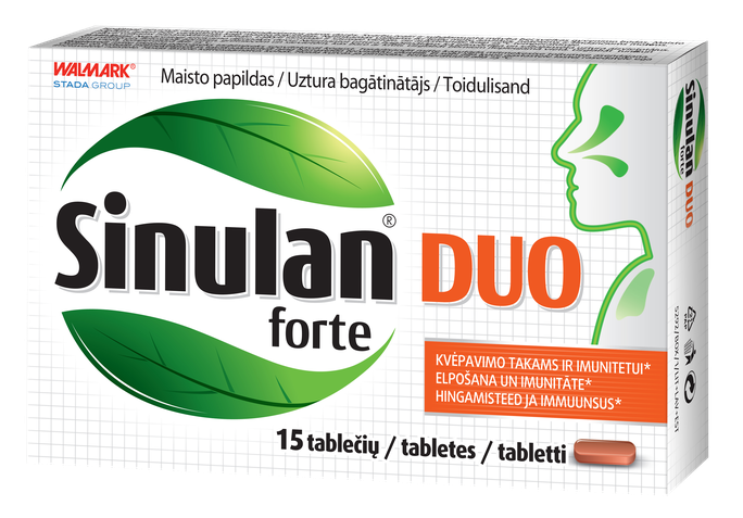 SINULAN Duo Forte — 15 tabletes elpceļu veselībai