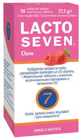 Košļājamās LACTO SEVEN Chew tabletes, 50 šķīvji