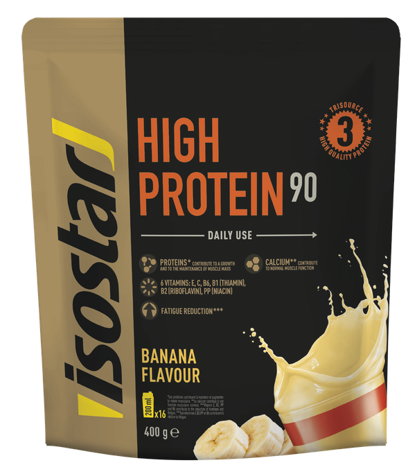 Banānu flavora High Protein pulveris no ISOSTAR, 400 g skaidiņi