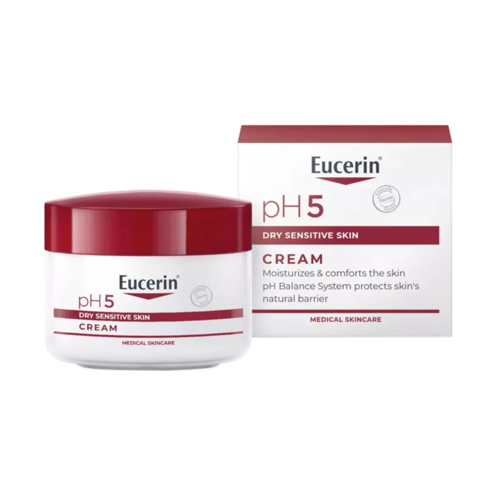 EUCERIN krēms pH5 75 ml – mitrināšana un aizsardzība jutīgai ādai ķermenim un sejai