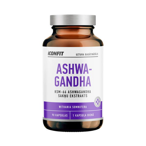 ICONFIT Ashwagandha 90 kapsulės – Natūralus augalų ekstraktas ramybei ir energijai