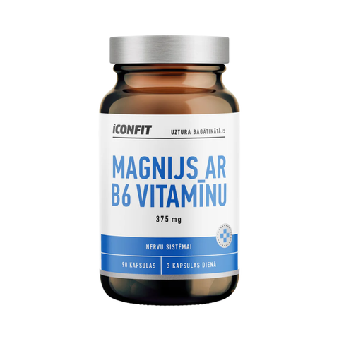 Iconfit magnija un B6 vitamīna atbalsts muskuļiem un nerviem – 90 kapsulas trīsdesmit dienu kursam