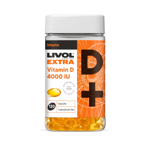 Livol Extra D vitamīns 4000 IU – Spēcīga D vitamīna deva 120 kapsulās