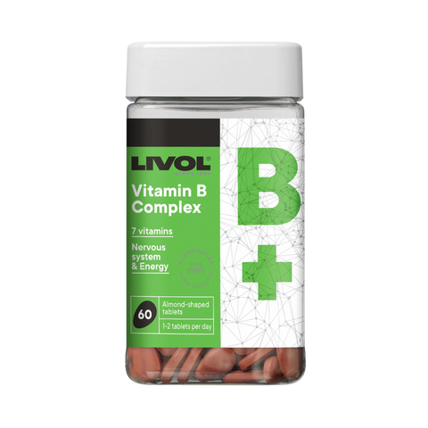 Livol B Complex 60 tabletes vitamīnu iepakojums