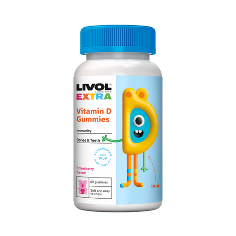 Livol EXTRA D vitamīna lācīši – Košļājamās pastilas imunitātei un kauliem (60 gab.)